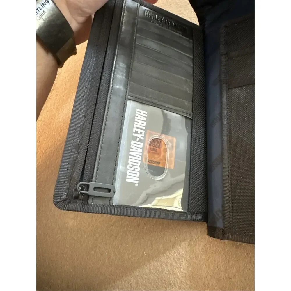 Harley Davidson Wallet With Strap Fold Over With Snap Closure.